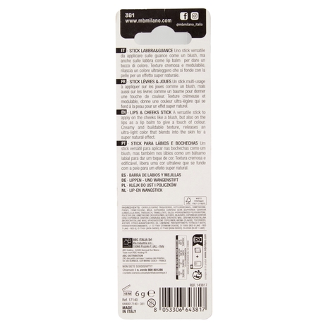 MB Milano Lip&Cheek Stick Multiuso Labbra e Guance Mauve n° 01 6 g